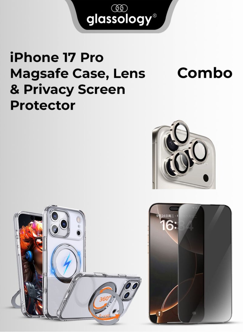 glassology iPhone 17 Pro Triple Shield Bundle – MagSafe Case + Lens Protector + Privacy Screen - Image 1