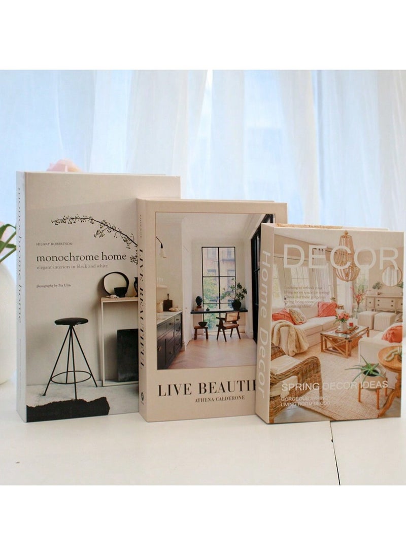 Generic 3pcs Set of Modern Decorative Faux Books – Elegant and Luxurious Design – Non-Opening, Perfect for Living Room, Office, Home Decor & Photography Props – Stylish and Timeless Decorative Pieces – Ideal Gifts for Special Occasions  - Image 1