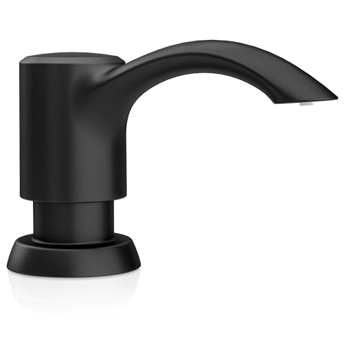 SAMODRA Built in Kitchen Sink Soap Dispenser Matte Black with 13 oz Large PET Lotion Bottle Refill from Top