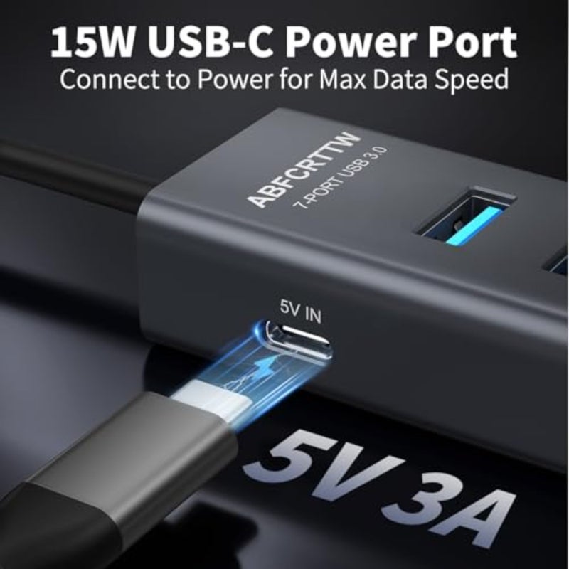 4Feet 7-Port USB Hub 3.0 for Desktop, 4 USB-A and 3 USB-C Ports Aluminium 5Gbps USB Extender Hub, USB Splitter, USB Hub Long Cable for Desktop, PC, Flash Drive, Mobile HDD SSD, Windows/XPS - Image 5
