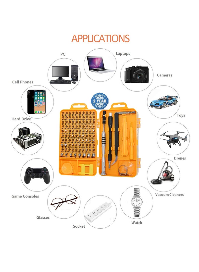 SYOSI Screwdriver Set, Professional 110 in 1 Screw Driver Tools Kit, Electronics Precision Screwdriver Magnetic Repair Tool Sets for Tablet, Computer, Laptop, Phone, Watch, Camera, Eyeglasses, Game Console - Image 3