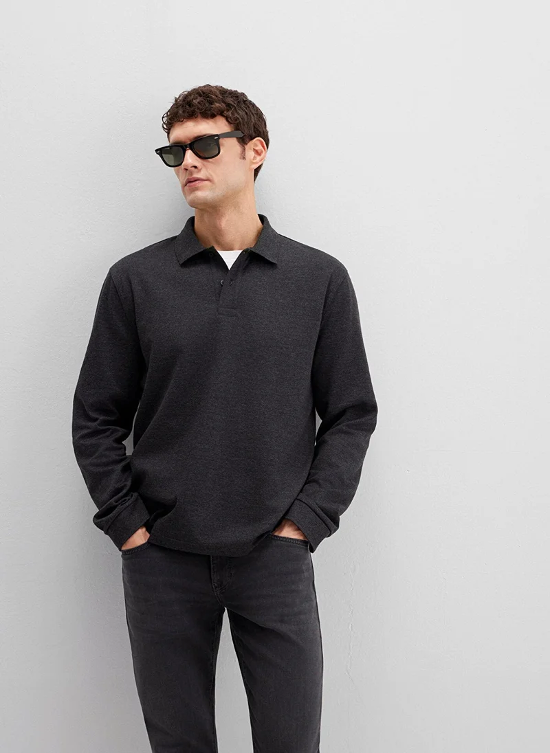 مافي Grey Long Sleeve T-Shirt