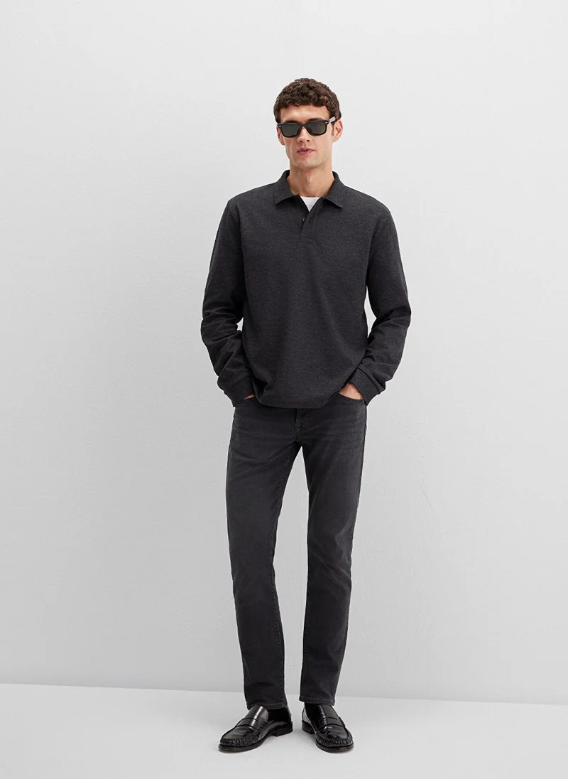 مافي Grey Long Sleeve T-Shirt