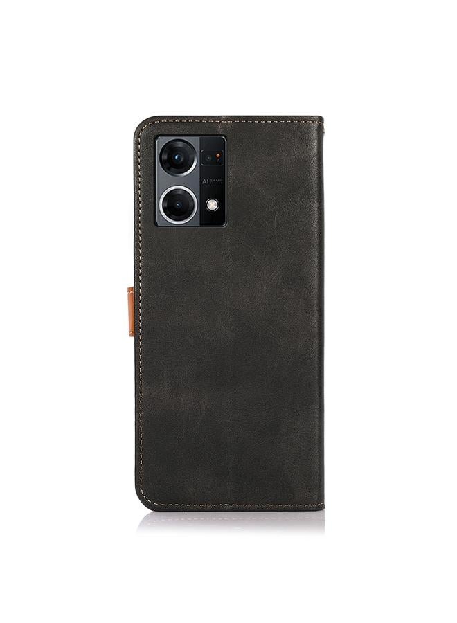S-TOP Case For OPPO Reno7 4G Global/F21 Pro 4G KHAZNEH Dual-color Cowhide Texture Flip Leather Phone Case - Image 3