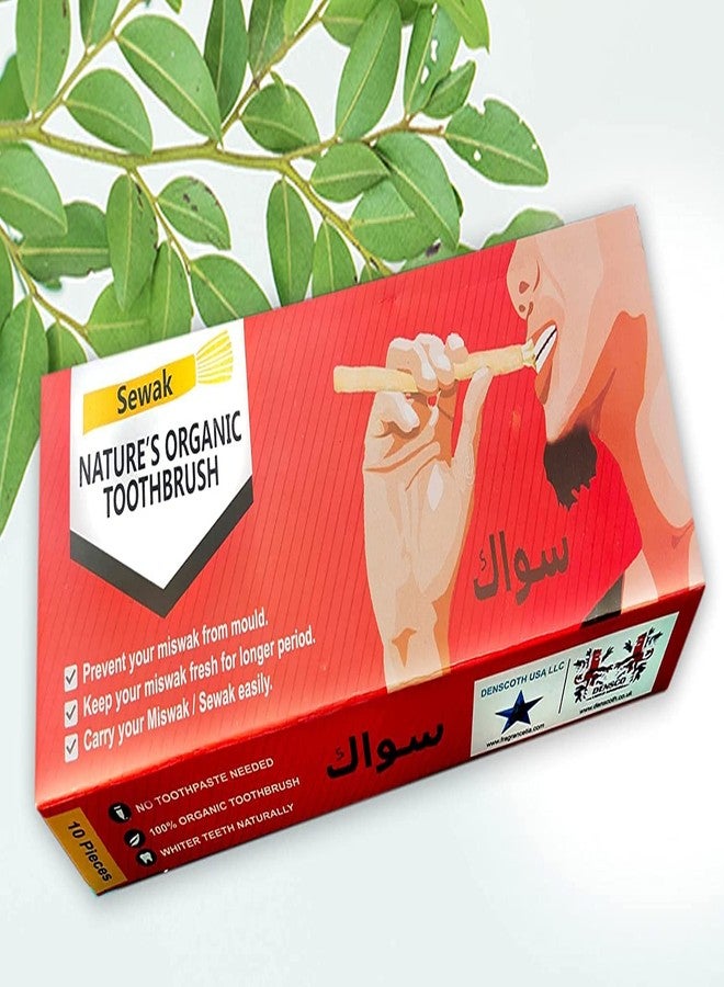 سواك أعواد مسواك طبيعية لتنظيف الأسنان، مع حاملين، مغلفة بتفريغ الهواء (10 أعواد) - Image 3