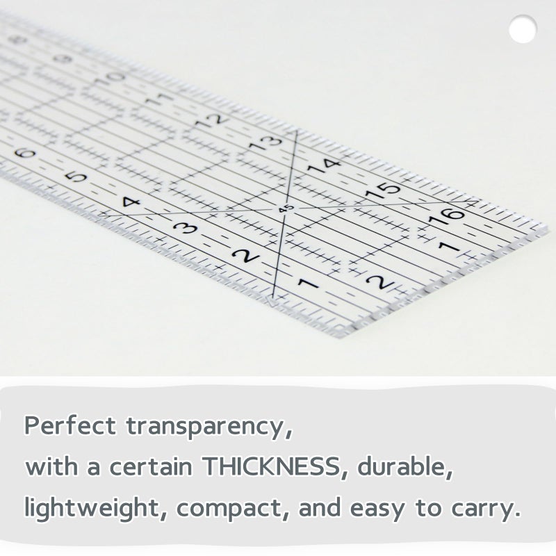 VPVPV Acrylic Quilters Ruler,Sewing Ruler,3-Inch by 17-Inch, Non Slip Rings 15 Pieces for Quilting and Sewing (Clear) - Image 3