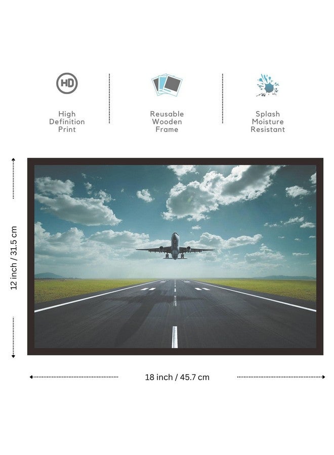 Mad Masters Airplane Framed Photo, Aeroplane Wall Hanging Home Decor Painting for Living Room & Bedroom Decoration (18 x 12 Inch,Paper) - Image 2