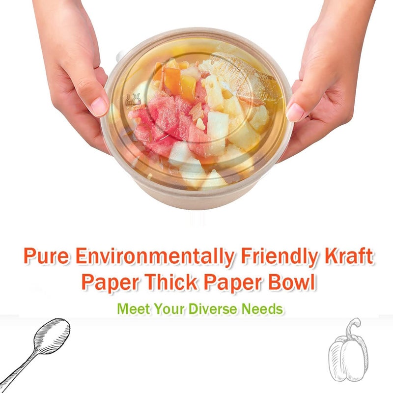 TOPtoper 42Oz 50Pcs Large Paper Bowls with Lids, Disposable Soup Serving Bowls Bulk Party Supplies for Hot/Cold Food, Soup (42 OZ) - Image 5