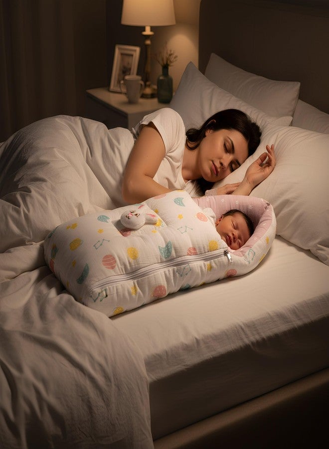 VOIDROP Baby Sleeping Bag Soft Plush Newborn Carry Nest with Hood and Zipper Warm Infant Wrapper for Winter, Travel, Stroller & Home Use Bunny Design, Comfortable for Boys & Girls (White Pink) - Image 5