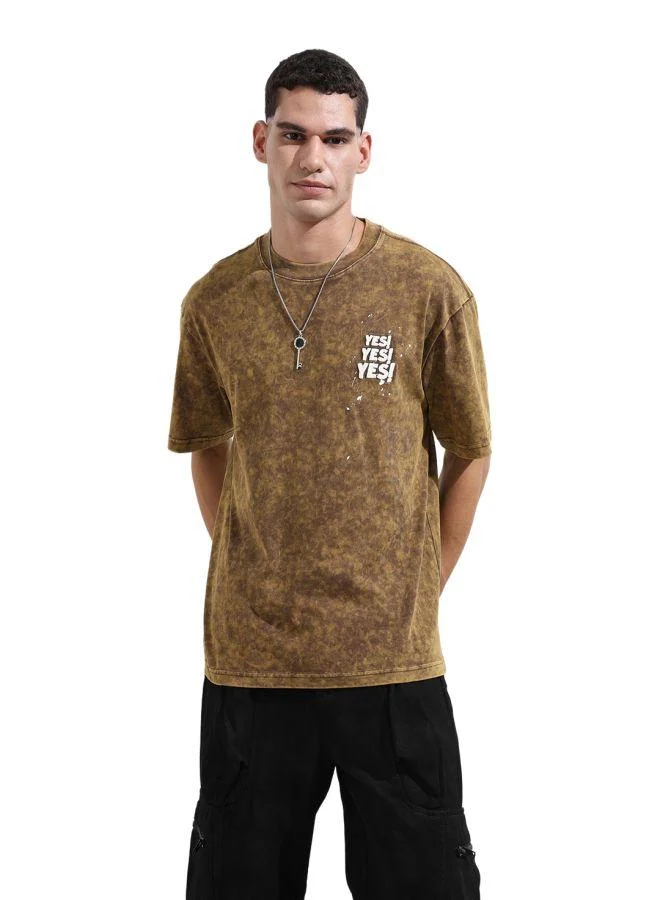 شركة المرآب الهندية Men Relaxed Fit Graphic Printed Crew Neck Half Sleeves T-Shirt