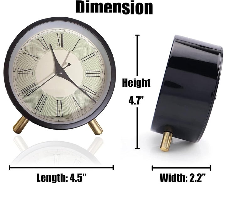 ZURATO Bedside Analog Alarm Clock Metal Edition Vintage Look Table Alarm Clock with Night LED Display for Heavy Sleepers Table Clock - Image 2