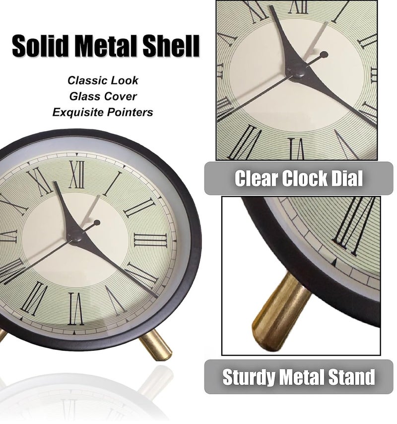 ZURATO Bedside Analog Alarm Clock Metal Edition Vintage Look Table Alarm Clock with Night LED Display for Heavy Sleepers Table Clock - Image 5