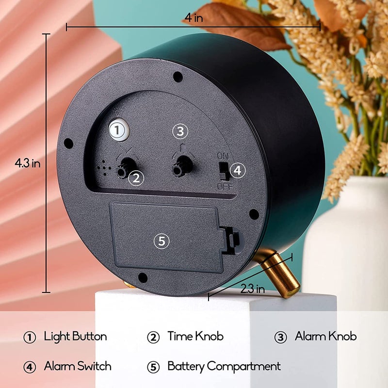 ZURATO Bedside Analog Alarm Clock Metal Edition Vintage Look Table Alarm Clock with Night LED Display for Heavy Sleepers Table Clock - Image 4