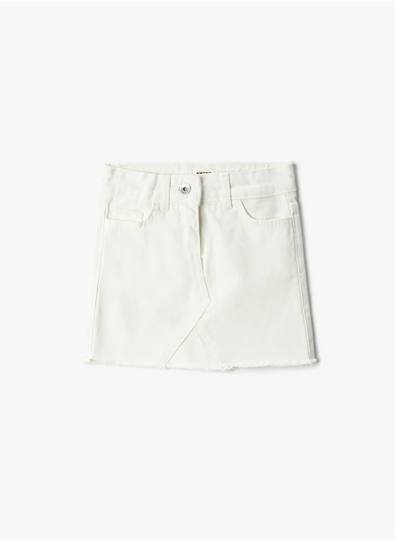 KOTON Jean Mini Skirt Pocket Detail Cotton