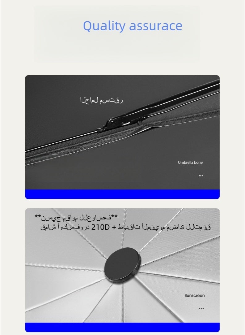 Noor&Star Car Sunshade with Safety Hammer - Emergency Window Breaker, UV50+ Sun Protection & Heat Reduction - Image 3