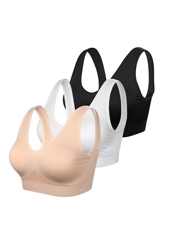 KUYING Women Sports Bra Comfortable Sleep Bras No Underwire Seamless Workout Yoga Bra of 3 Pack - Image 1