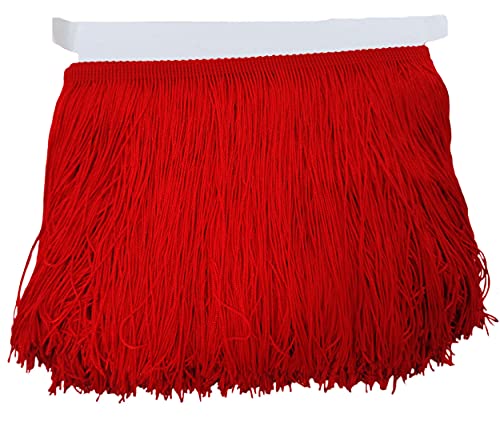 LauthenS 10 Yards of 6 Chainette Fringe Trim Tassel Sewing Trim for DIY Craft Latin Dress Lamp Shade Decoration Red