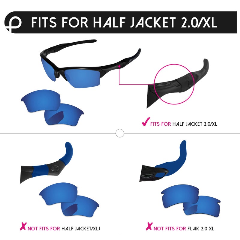 PapaViva Replacement Lenses & Rubber Kits for Oakley Half Jacket 2.0 XL OO9154 62mm Sunglass Solid Black Polarized - Image 4