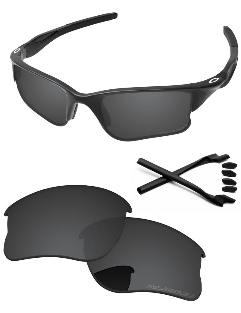 PapaViva Replacement Lenses & Rubber Kits for Oakley Half Jacket 2.0 XL OO9154 62mm Sunglass Solid Black Polarized - Image 1