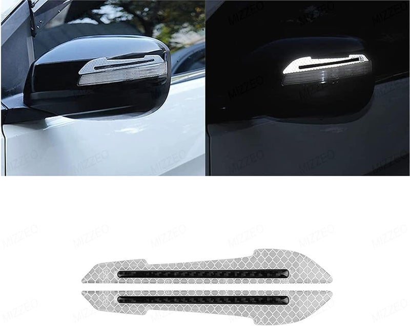 MIZZEO Car Mirror Cover Reflective Scratch Protector (Pack of 2, White) Universal Mirror Cover Film Waterproof Anti-Scratch Sticker Covers Compatible with Maruti Suzuki Baleno (Type-I) 1999-2007 - Image 2
