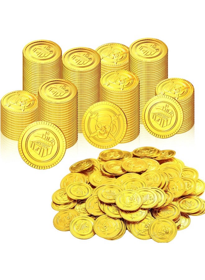 Charniol 200 Pcs St. Patrick'S Day Pirate Gold Coins Plastic Gold Treasure Coins Pirate Coins Fake Gold Coins Decorations For Favor Party Supplies Treasure Hunting Game Pirate Party Decorations - Image 1