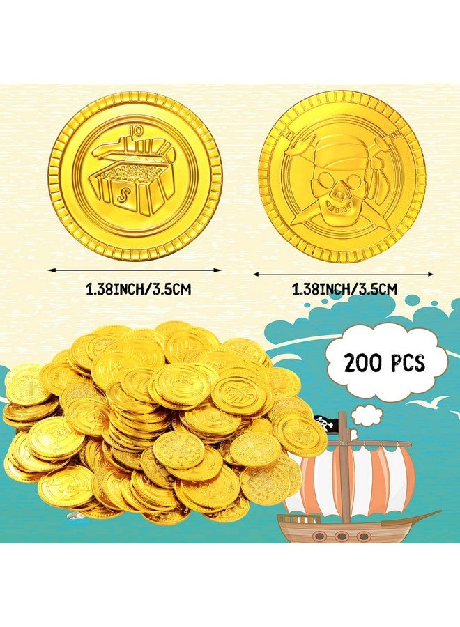 Charniol 200 Pcs St. Patrick'S Day Pirate Gold Coins Plastic Gold Treasure Coins Pirate Coins Fake Gold Coins Decorations For Favor Party Supplies Treasure Hunting Game Pirate Party Decorations - Image 2