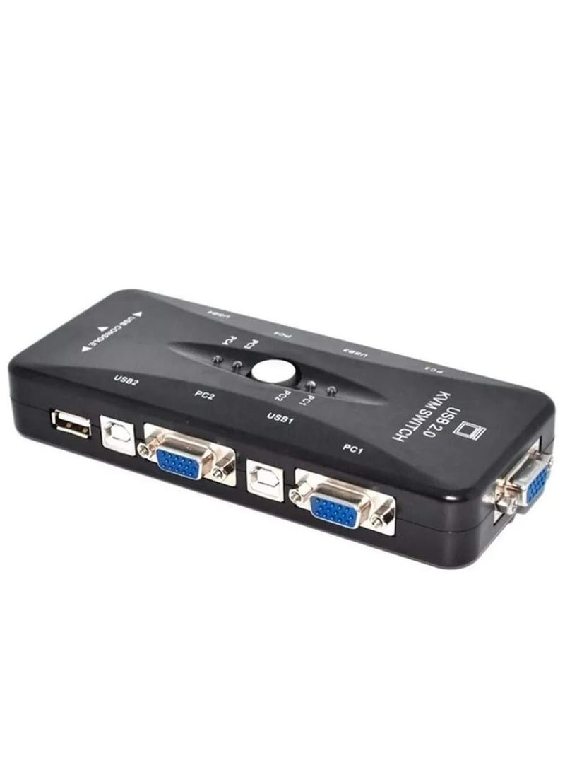 ماركة غير محددة - محول كيه في ام بـ 4 منافذ USB 2.0 متوافق مع شاشة الكمبيوتر وشاشة مشاركة الفيديو والكيبورد والماوس (KVM41UA) - Image 1