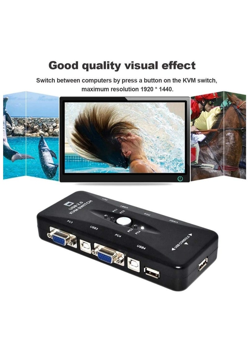 ماركة غير محددة - محول كيه في ام بـ 4 منافذ USB 2.0 متوافق مع شاشة الكمبيوتر وشاشة مشاركة الفيديو والكيبورد والماوس (KVM41UA) - Image 1