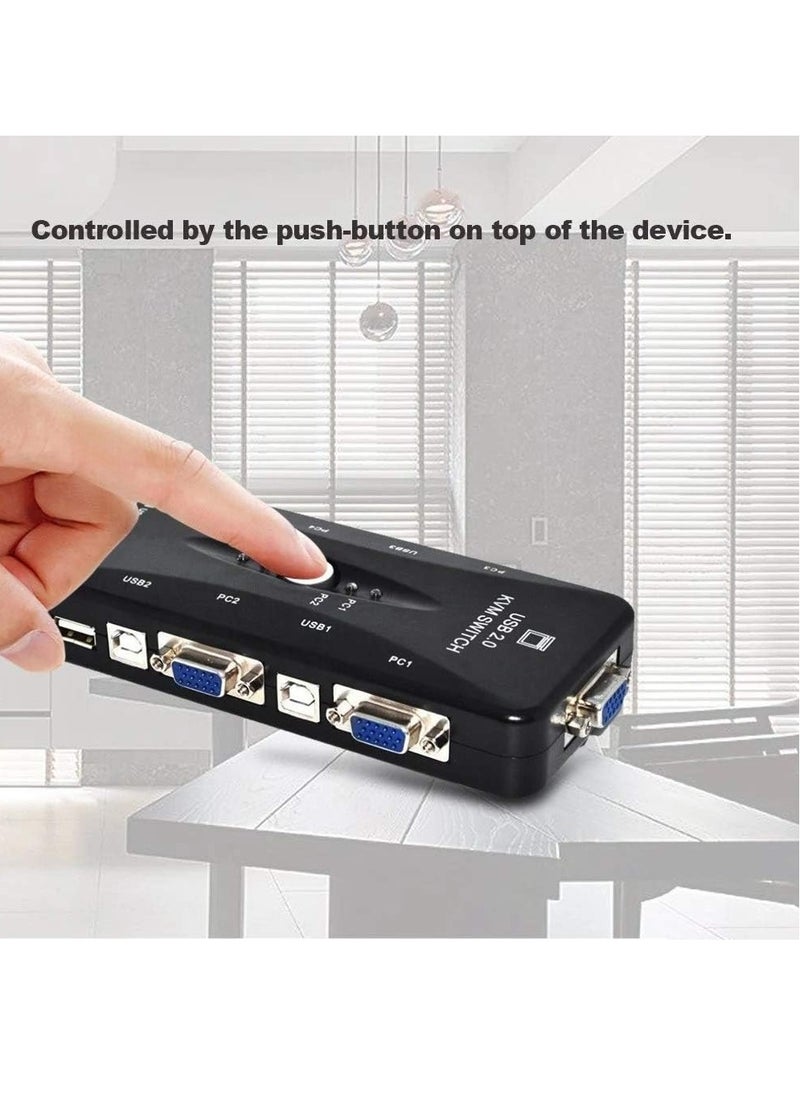 ماركة غير محددة - محول كيه في ام بـ 4 منافذ USB 2.0 متوافق مع شاشة الكمبيوتر وشاشة مشاركة الفيديو والكيبورد والماوس (KVM41UA) - Image 1