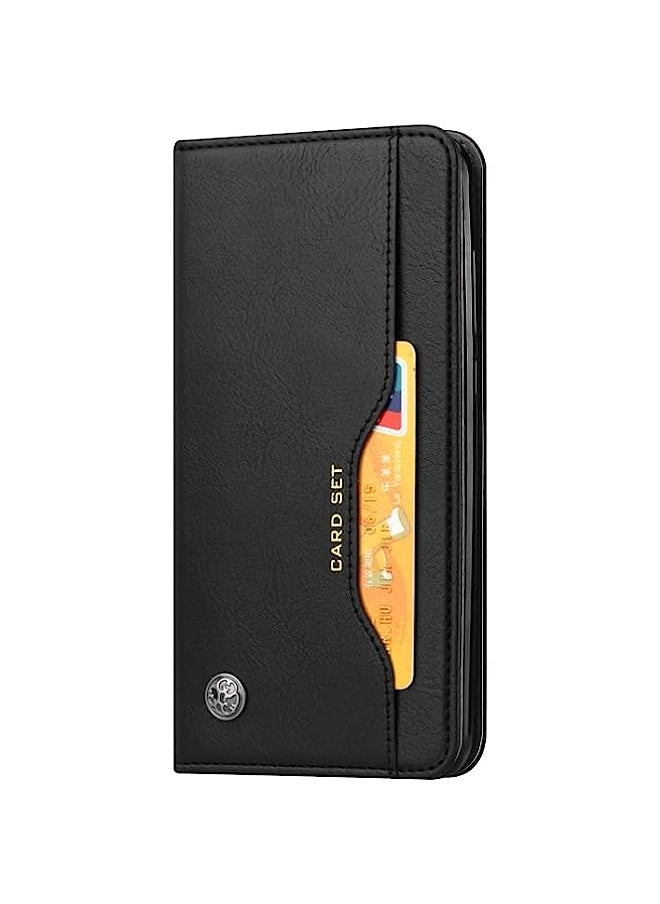 HuHa - HuHa Case Cover Compatible For OnePlus 8T Knead Skin Texture Horizontal Flip Leather Case with Photo Frame & Holder & Card Slots & Wallet Black - Image 1