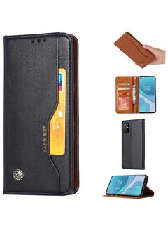 HuHa Case Cover Compatible For OnePlus 8T Knead Skin Texture Horizontal Flip Leather Case with Photo Frame & Holder & Card Slots & Wallet Black