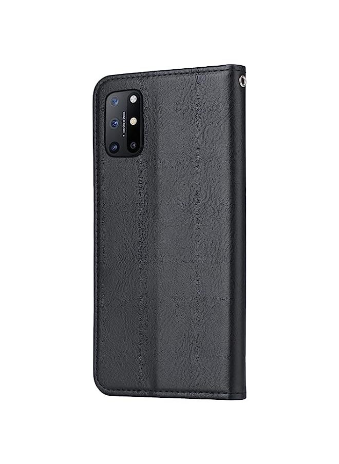 HuHa - HuHa Case Cover Compatible For OnePlus 8T Knead Skin Texture Horizontal Flip Leather Case with Photo Frame & Holder & Card Slots & Wallet Black - Image 1