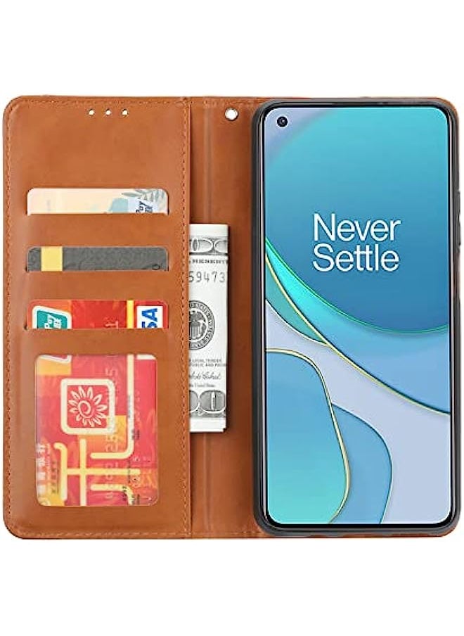 HuHa - HuHa Case Cover Compatible For OnePlus 8T Knead Skin Texture Horizontal Flip Leather Case with Photo Frame & Holder & Card Slots & Wallet Black - Image 1