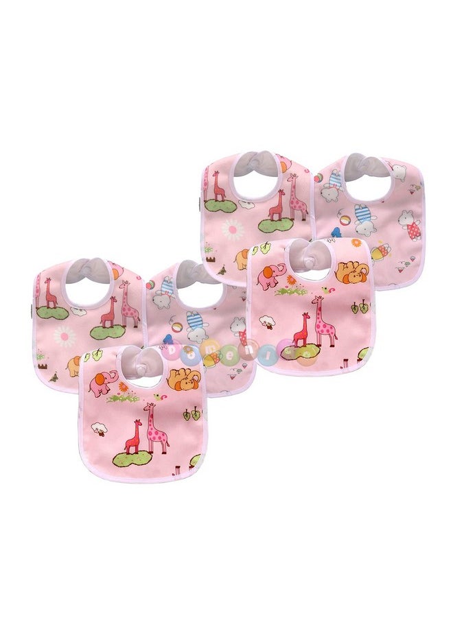 DOMENICO Baby Soft Feeding Bibs/Apron Cute Multi Print|With Tich Button| Waterproof Newborn Baby Bib Set 