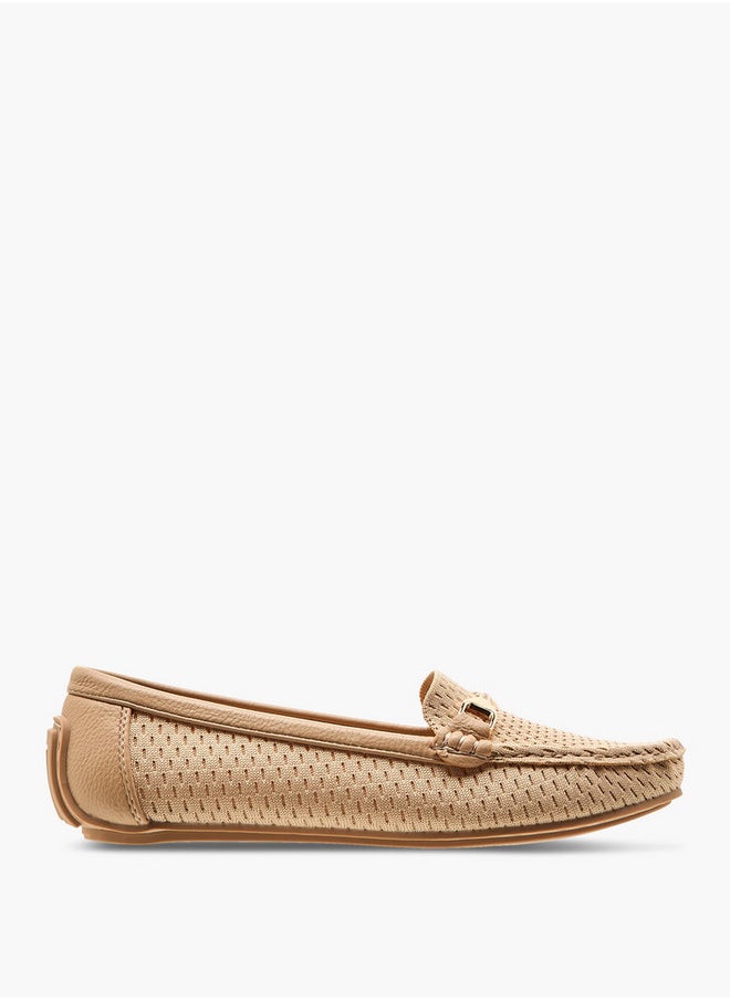 Flora Bella By Shoexpress Textured Slip-On Loafers with Metal Accent  - Image 3