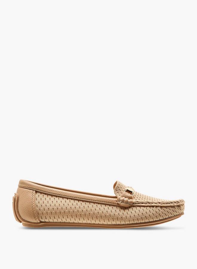 Flora Bella By Shoexpress Textured Slip-On Loafers with Metal Accent - Image 2