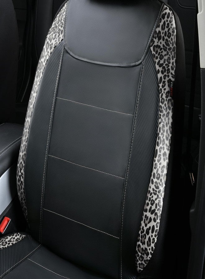 Flying Banner flyingbanner car seat Covers Faux Leather Waterproof Easy Clean Easy Installation (Leopard Gray Leather Black, 2 Fronts) - Image 5