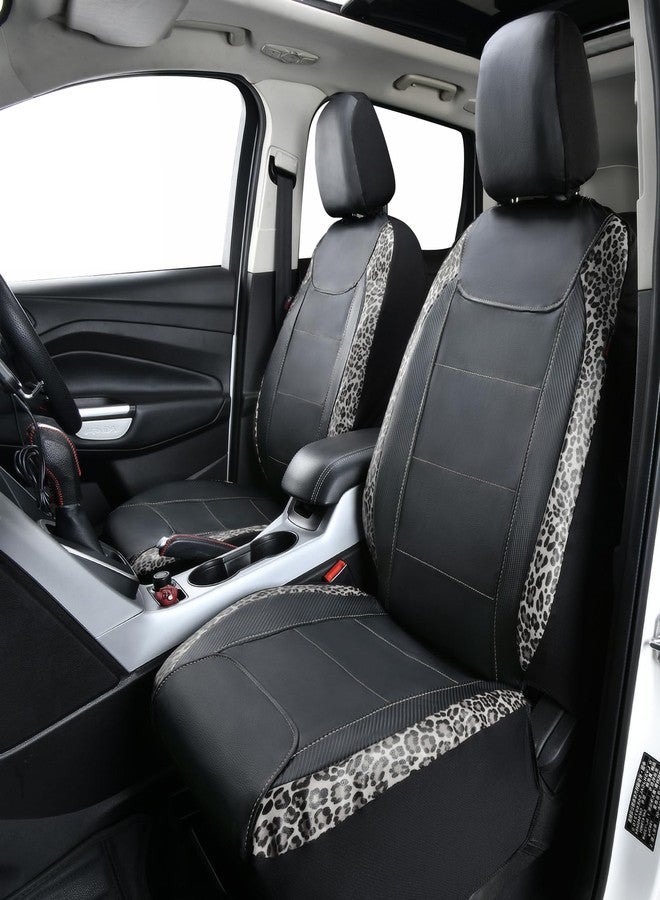 Flying Banner flyingbanner car seat Covers Faux Leather Waterproof Easy Clean Easy Installation (Leopard Gray Leather Black, 2 Fronts) - Image 3