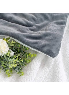 VAS COLLECTIONS VAS Collections All Season Flannel Sherpa Throw Blanket Throw 150 X 110 cm Grey Reversible  - Image 2