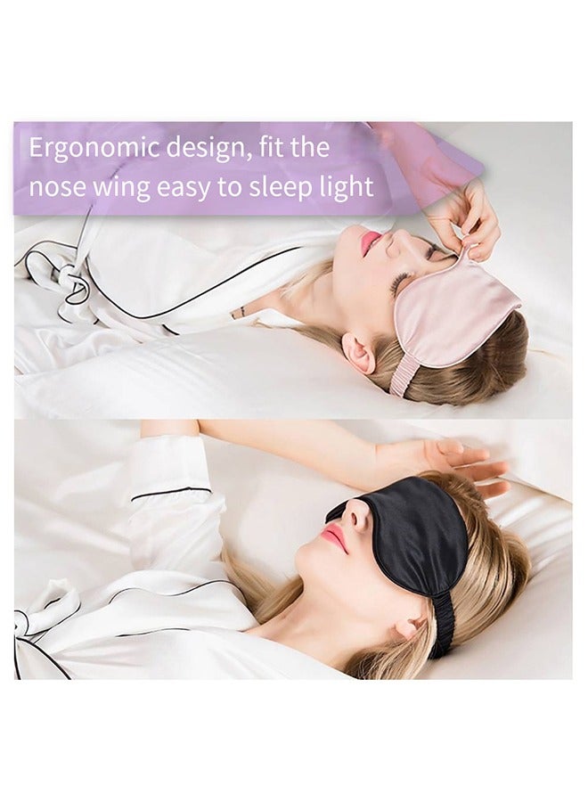 Sleep Mask, Silk Eye Mask for Sleeping Women/Men/Girls, Both Sides 100% Pure Mulberry Silk Blackout Anti-Allergy Blindfold with Elastic Strap for Full Night's Sleep, Travel and Nap (Pink)  - Image 2