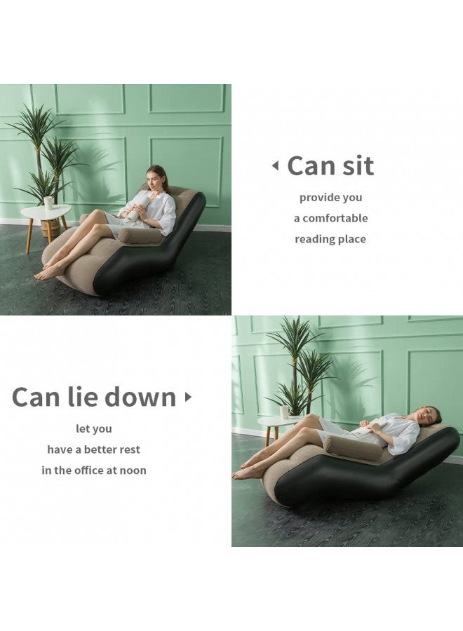 KAERMU KAERMU Inflatable Deck Chair with Air Pump, Foldable Lounge Chair for Bedroom and Living Room, Indoor Sofa Lounge with Handrails(Brown)  - Image 3