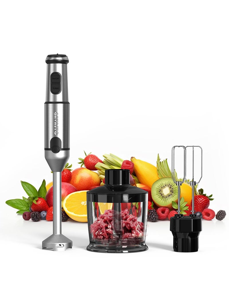GAVASTO Immersion Blender Handheld GAVASTO Hand Blender,20 Speeds and Turbo Mode Hand Mixer, 3-in-1 Heavy Duty Copper Motor Stainless Steel - Image 1