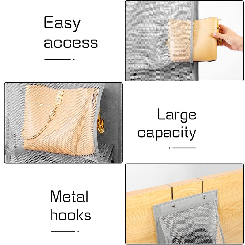 TEMUORG 2 Pack Over the Door Hanging Vinyl Organizer Embroidery Stabilizer Holder Purse Storage for Closet Bath Towel Hanger Scarf Container 5 Large Pockets (One Side) - Image 4