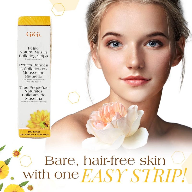 GiGi Waxing Strips for Hair Waxing/Hair Removal, Petite Natural Muslin, 100 Epilating Strips - Image 3