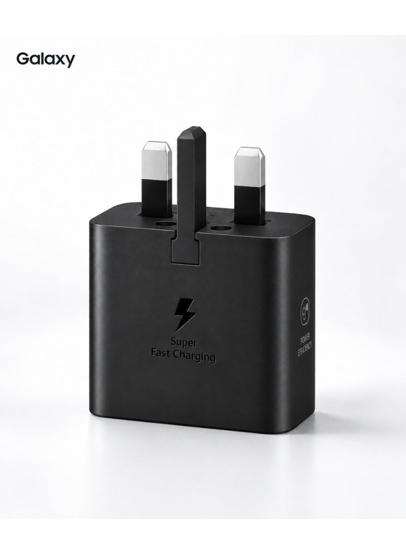 جالاكسي شاحن حائط أصلي USB-C بقدرة 25 واط للشحن فائق السرعة، يدعم PD 3.0 وPPS، متوافق مع Samsung Galaxy S26/S25/S24/S23 وA27/A26/A17/A16/A55/A54 وZ Fold7/Flip7 - أسود - Image 1