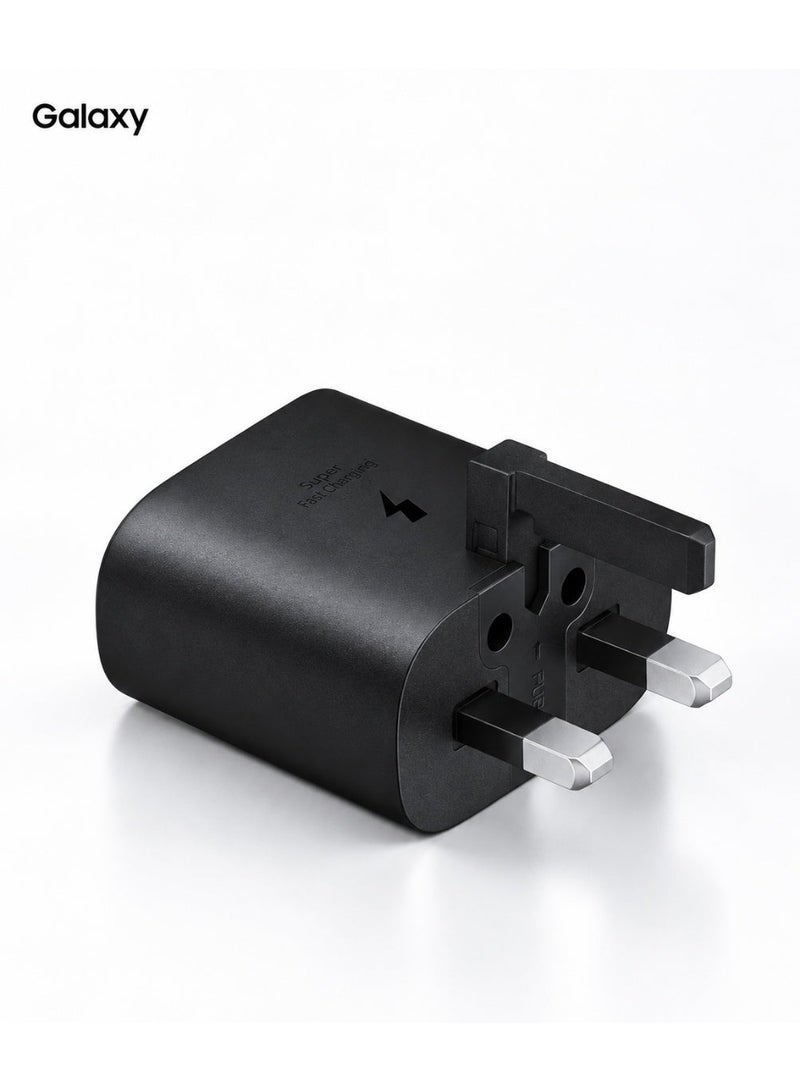 جالاكسي شاحن حائط أصلي USB-C بقدرة 25 واط للشحن فائق السرعة، يدعم PD 3.0 وPPS، متوافق مع Samsung Galaxy S26/S25/S24/S23 وA27/A26/A17/A16/A55/A54 وZ Fold7/Flip7 - أسود - Image 2