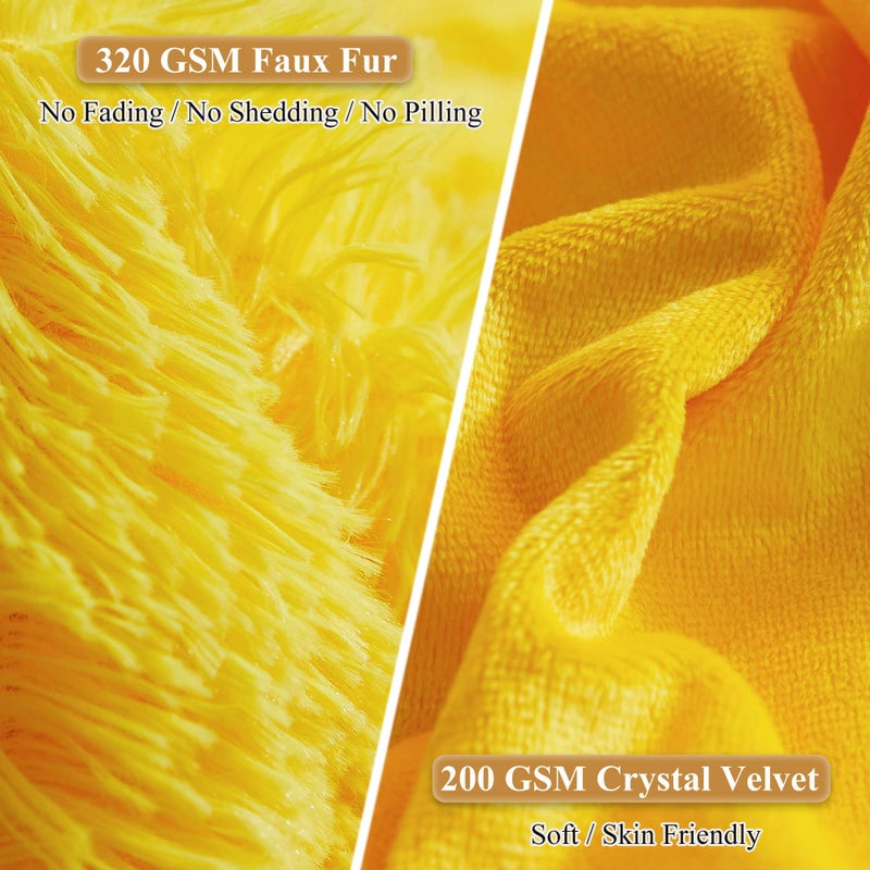 XeGe Faux Fur Fluffy Throw Pillowcases  Plush Shaggy Soft Furry Pillow Covers  Fuzzy Decorative Pillow Cases  Velvet Pillow Shams for Bed Couch Sofa Zipper Closure  Set of 2 (Standard  Yellow) - Image 4