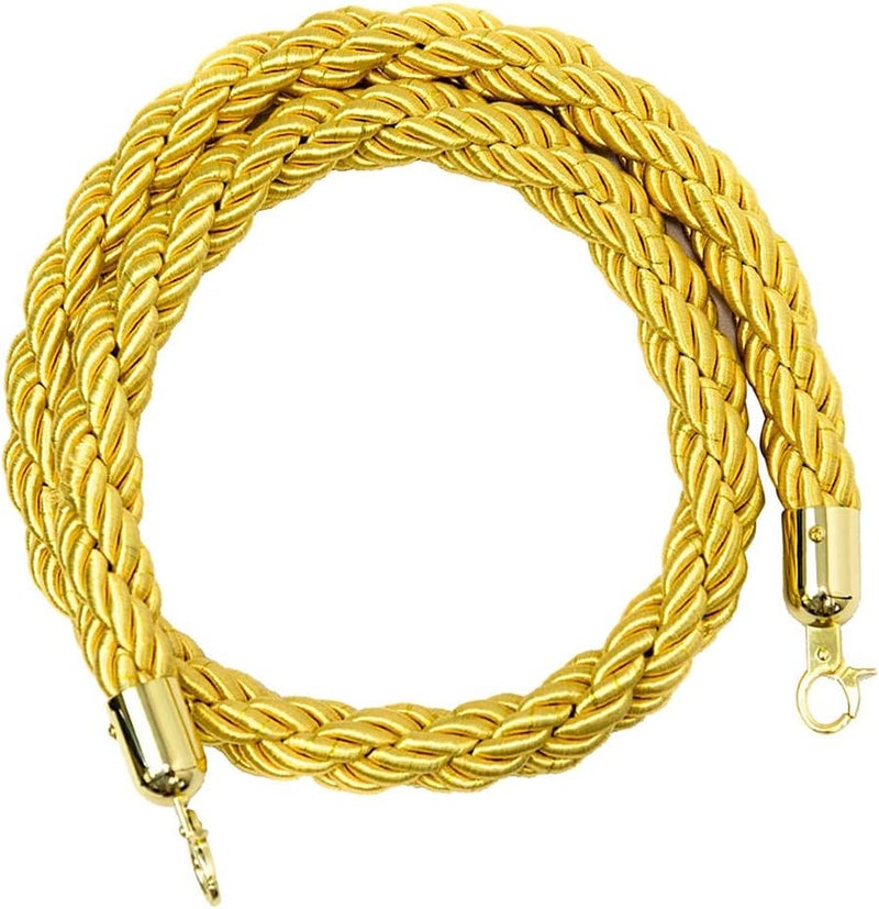 klarakoBarrier Rope Crowd Control Stanchion Queue Rope with Hooks, 5ft/7ft/10ft, 6 Colors Available klarakoYellow, 1.5m - Image 1