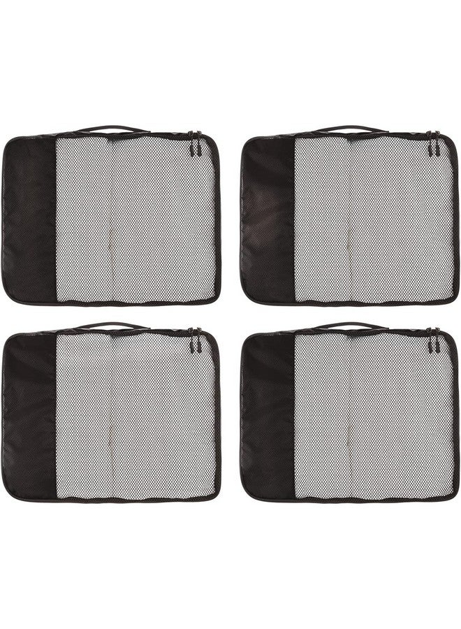 OxbOw Packing Cubes, Travel Organizer Pouch, Packing Bags for Travelling Travel Pouches for Women, Pouch for Men, Cloth Bag for Travel, Polyester (Large- Pack of 4, Black) - Image 2