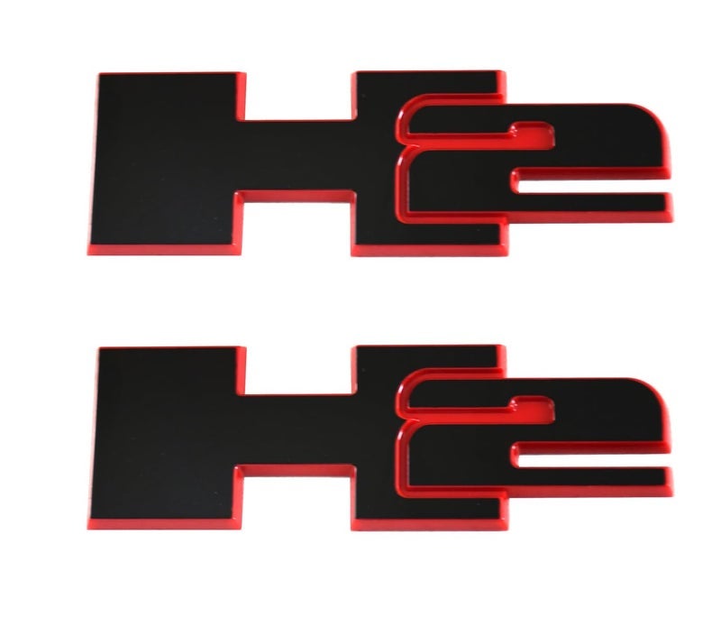 Algasan 2pcs H2 Rear Liftgate Door Nameplate 3D Badge Emblems Replacement for 2003-2009 Hummer H2 (Redline) - Image 1